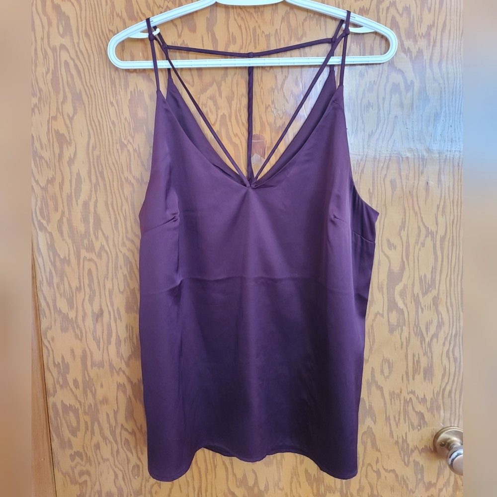 Dex | Burgundy | Satin Strappy Back Cami Top | Size L